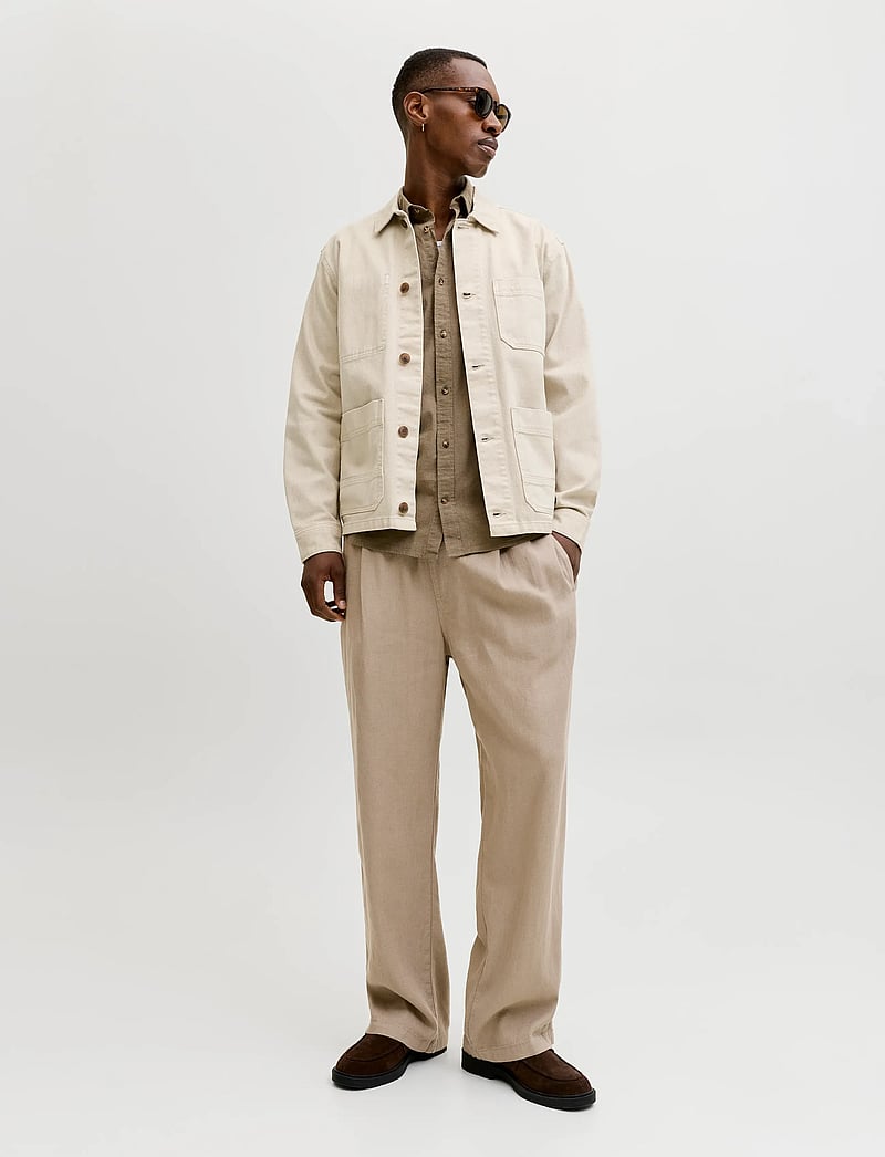 Jack & Jones - JPSTBILL ANDROS VIS LINEN BLEND JOGGER - linased püksid - vintage khaki - 4