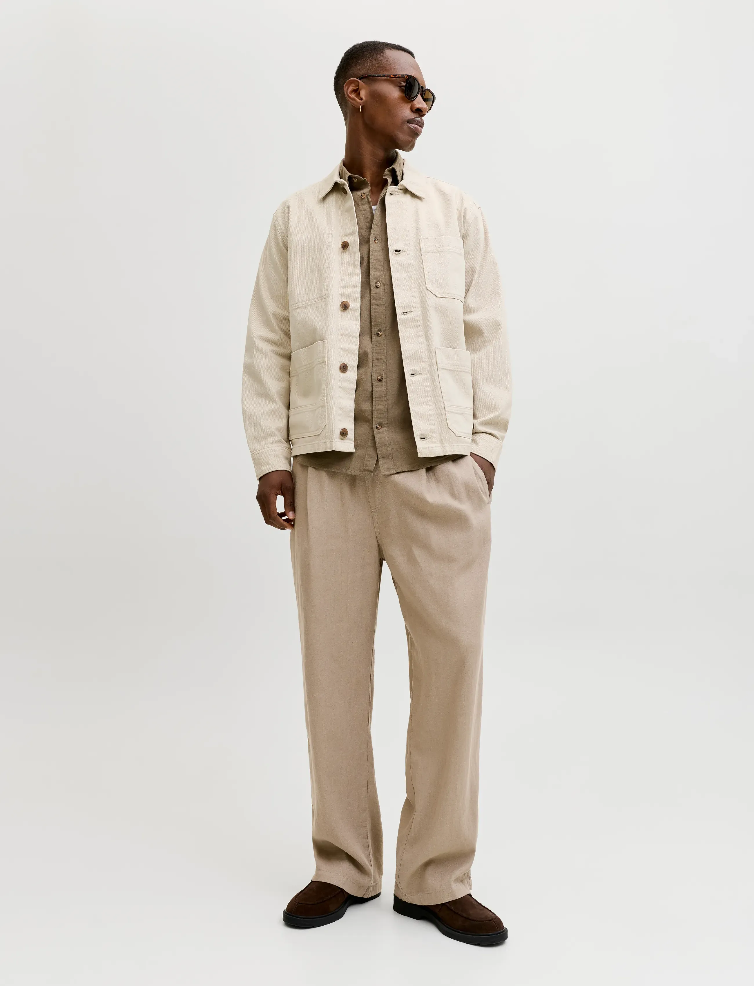 Jack & Jones - JPSTBILL ANDROS VIS LINEN BLEND JOGGER - linased püksid - vintage khaki - 4