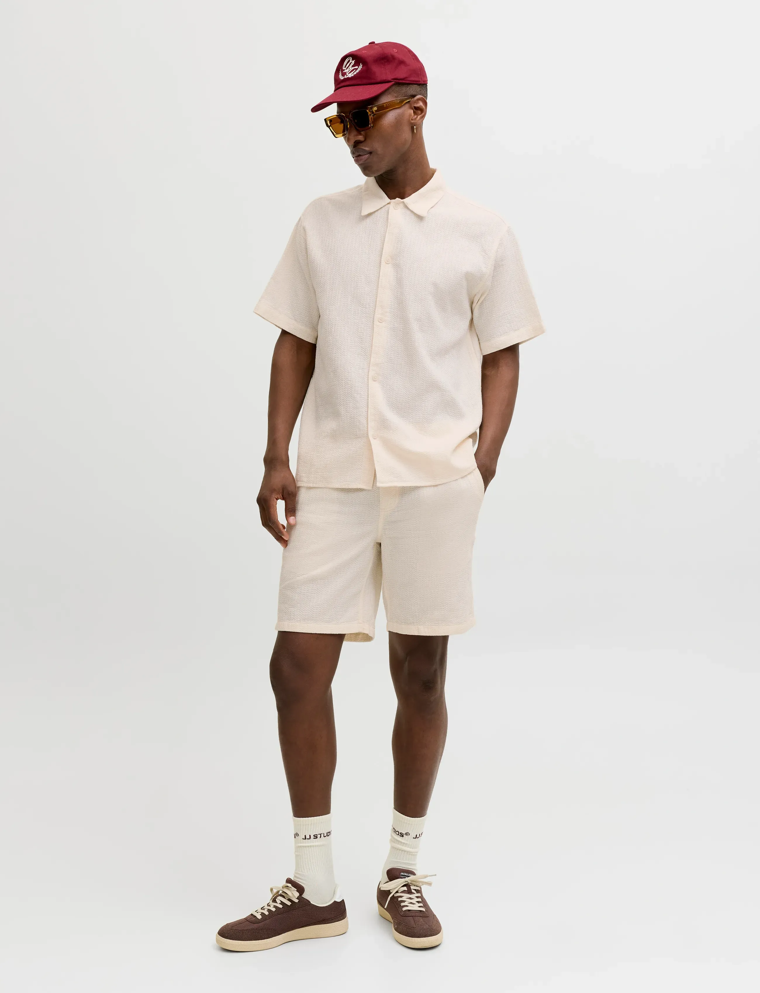 Jack & Jones - JPSTJAIDEN WAVY JOGGER SHORTS REG SN - underdele - cloud dancer - 4