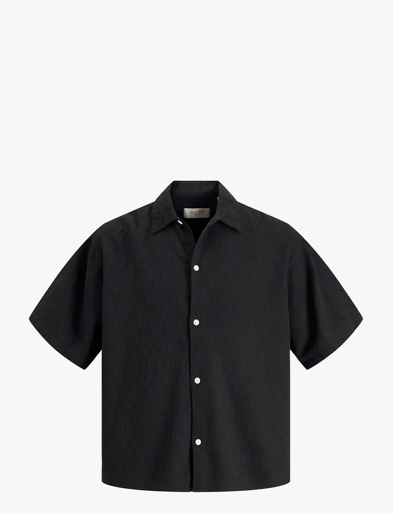 Jack & Jones - JORMONTAUK WAVY TEXTURE SHIRT SS SN - kortærmede skjorter - black - 1