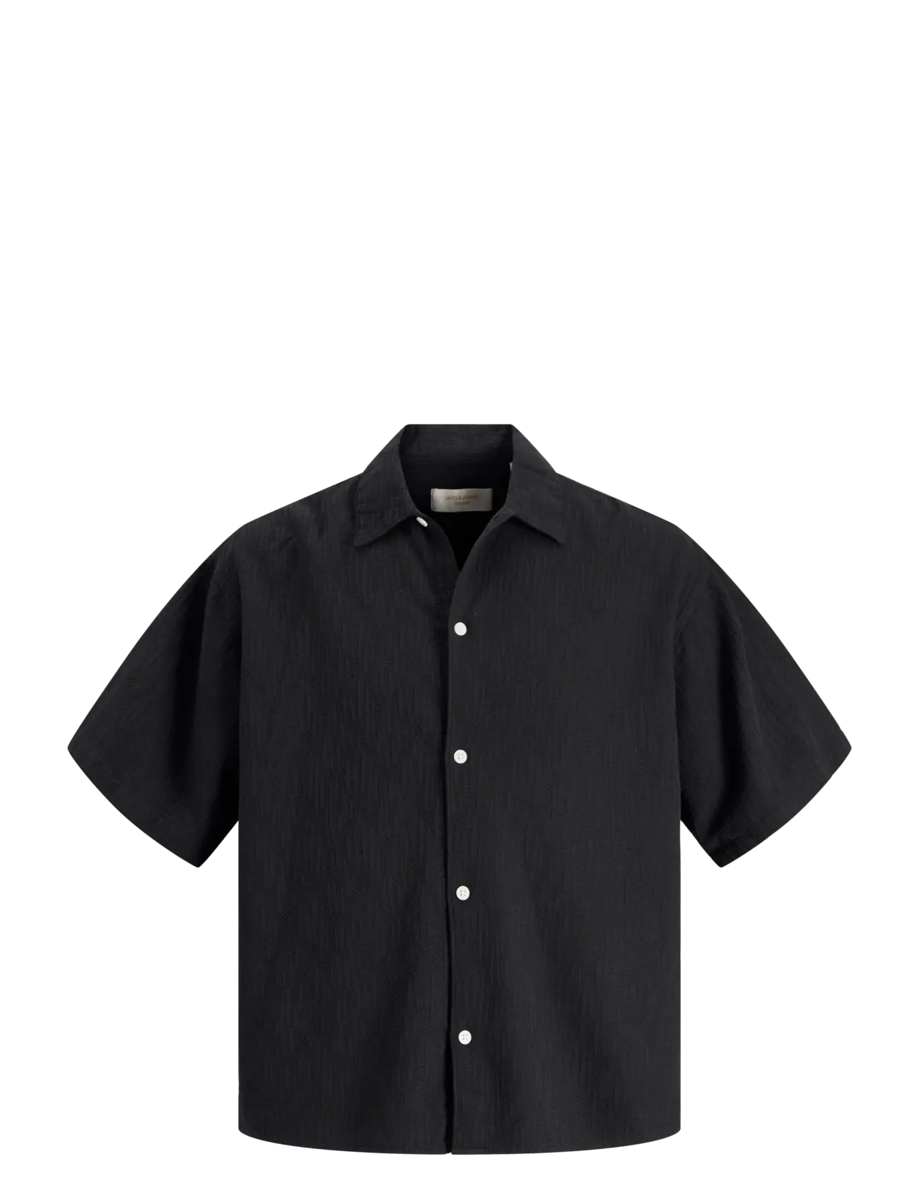 Jack & Jones JORMONTAUK WAVY TEXTURE SHIRT SS SN - Jack & Jones - BLACK / black