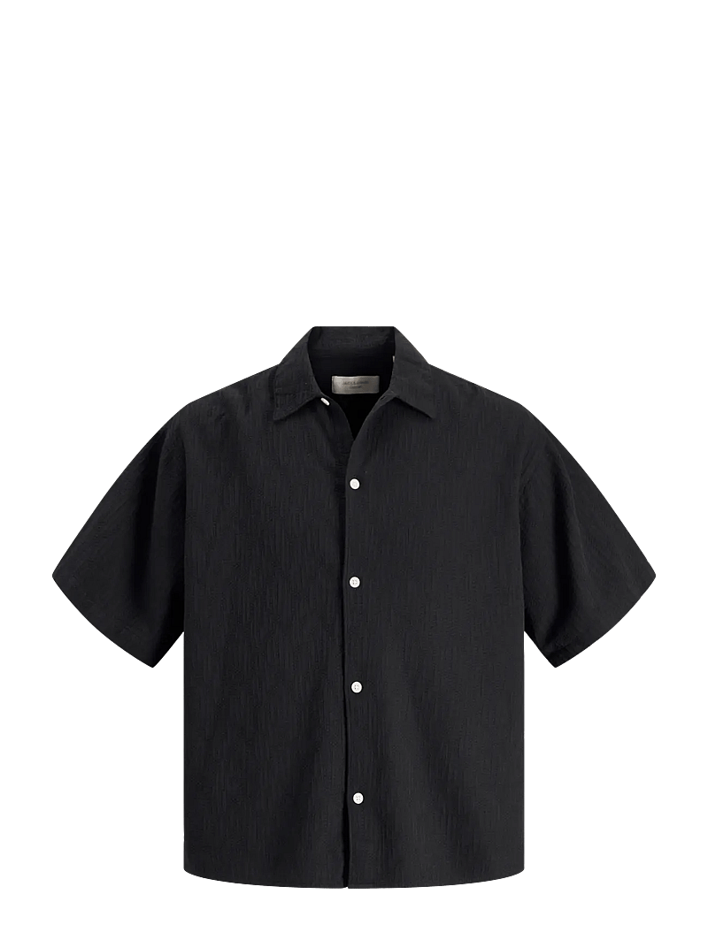 Jack & Jones - JORMONTAUK WAVY TEXTURE SHIRT SS SN - kortærmede skjorter - black - 1
