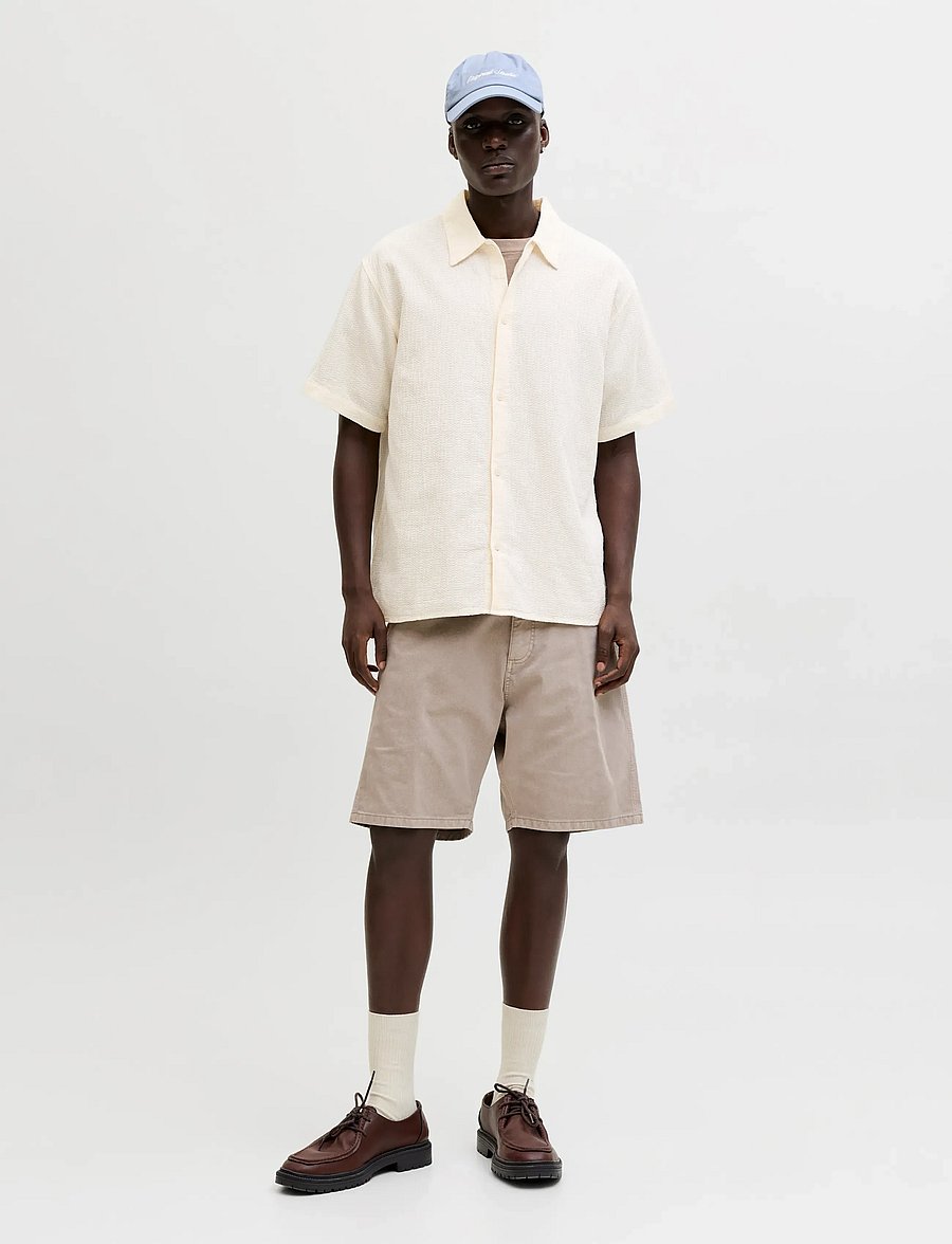 Jack & Jones - JORMONTAUK WAVY TEXTURE SHIRT SS SN - kurzarmhemden - cloud dancer - 4