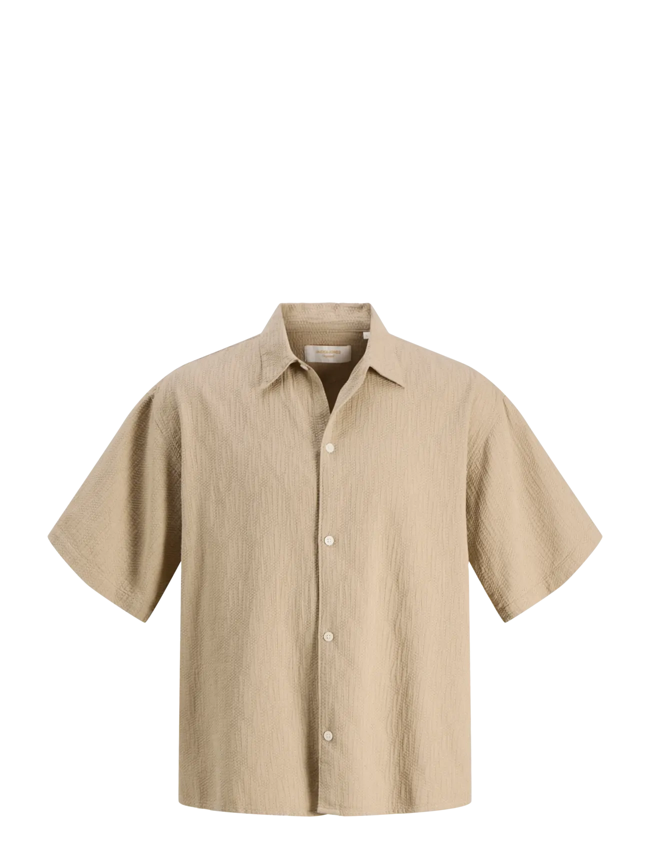 Jack & Jones JORMONTAUK WAVY TEXTURE SHIRT SS SN - Jack & Jones - CROCKERY / beige