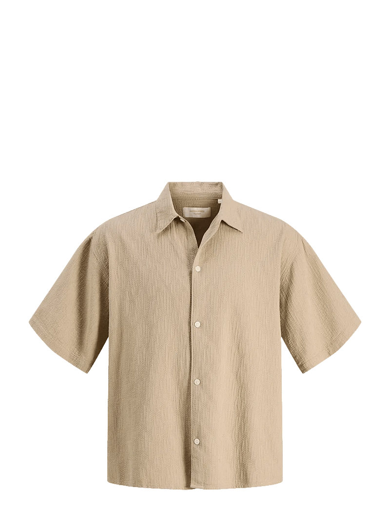 Jack & Jones - JORMONTAUK WAVY TEXTURE SHIRT SS SN - kortærmede skjorter - crockery - 1