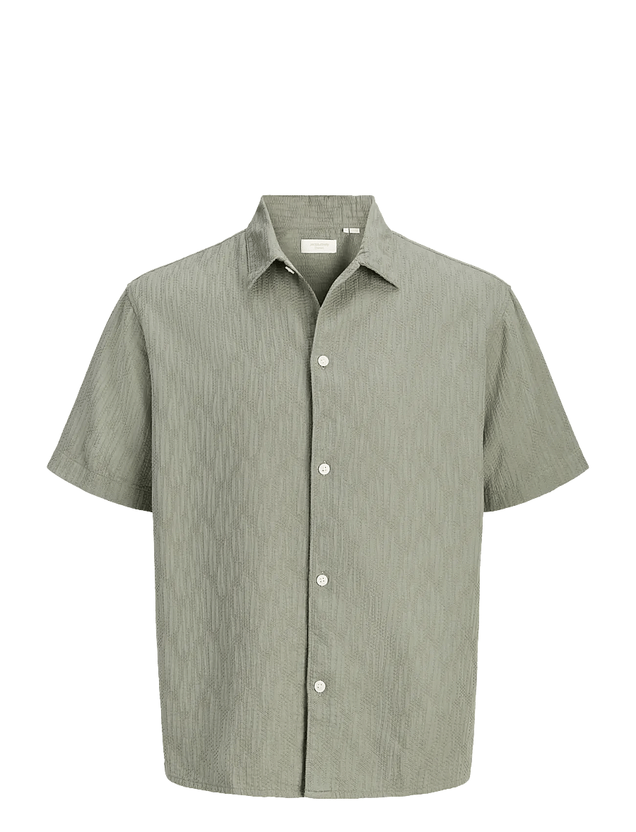 Jack & Jones - JORMONTAUK WAVY TEXTURE SHIRT SS SN - kurzarmhemden - vetiver - 1