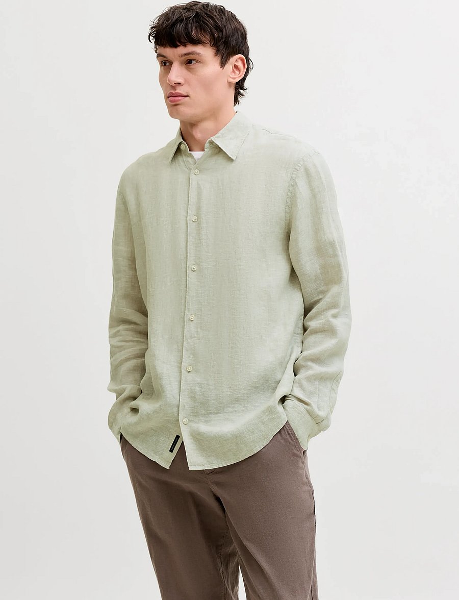 Jack & Jones - JPRBLALAWRENCE LINEN LS SHIRT SN - linased särgid - alfalfa - 0