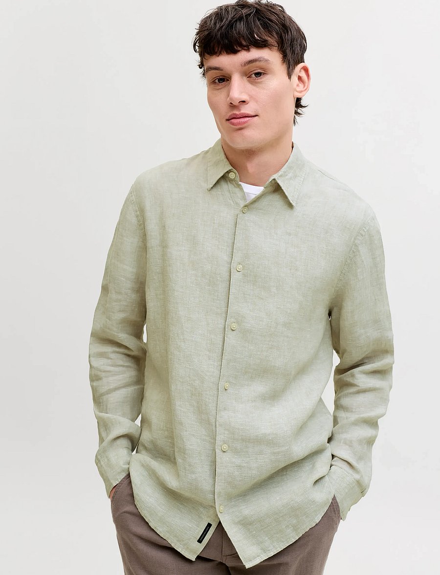 Jack & Jones - JPRBLALAWRENCE LINEN LS SHIRT SN - linased särgid - alfalfa - 5