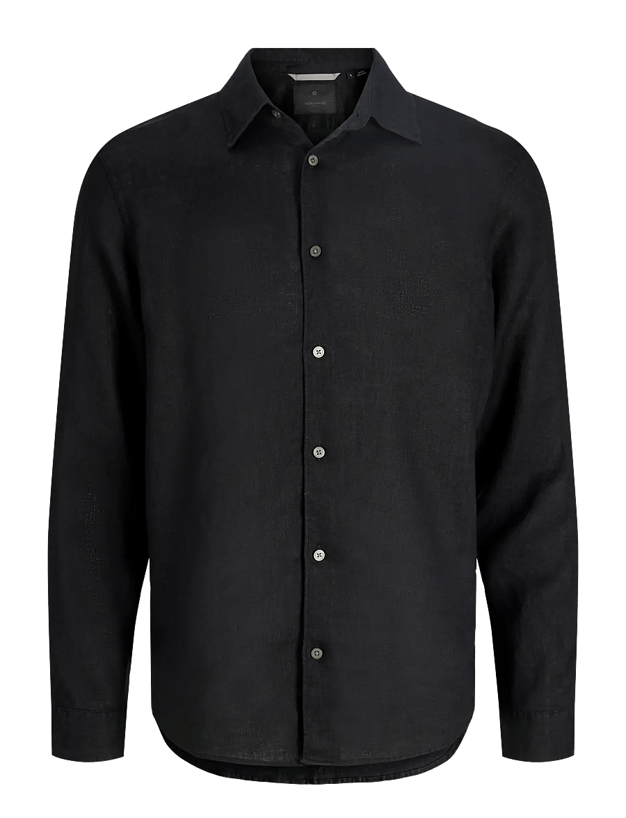 Jack & Jones - JPRBLALAWRENCE LINEN LS SHIRT SN - leinenhemden - black - 1