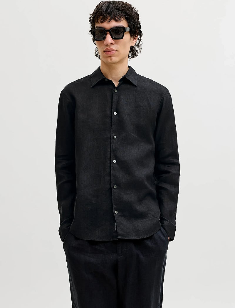 Jack & Jones - JPRBLALAWRENCE LINEN LS SHIRT SN - leinenhemden - black - 0