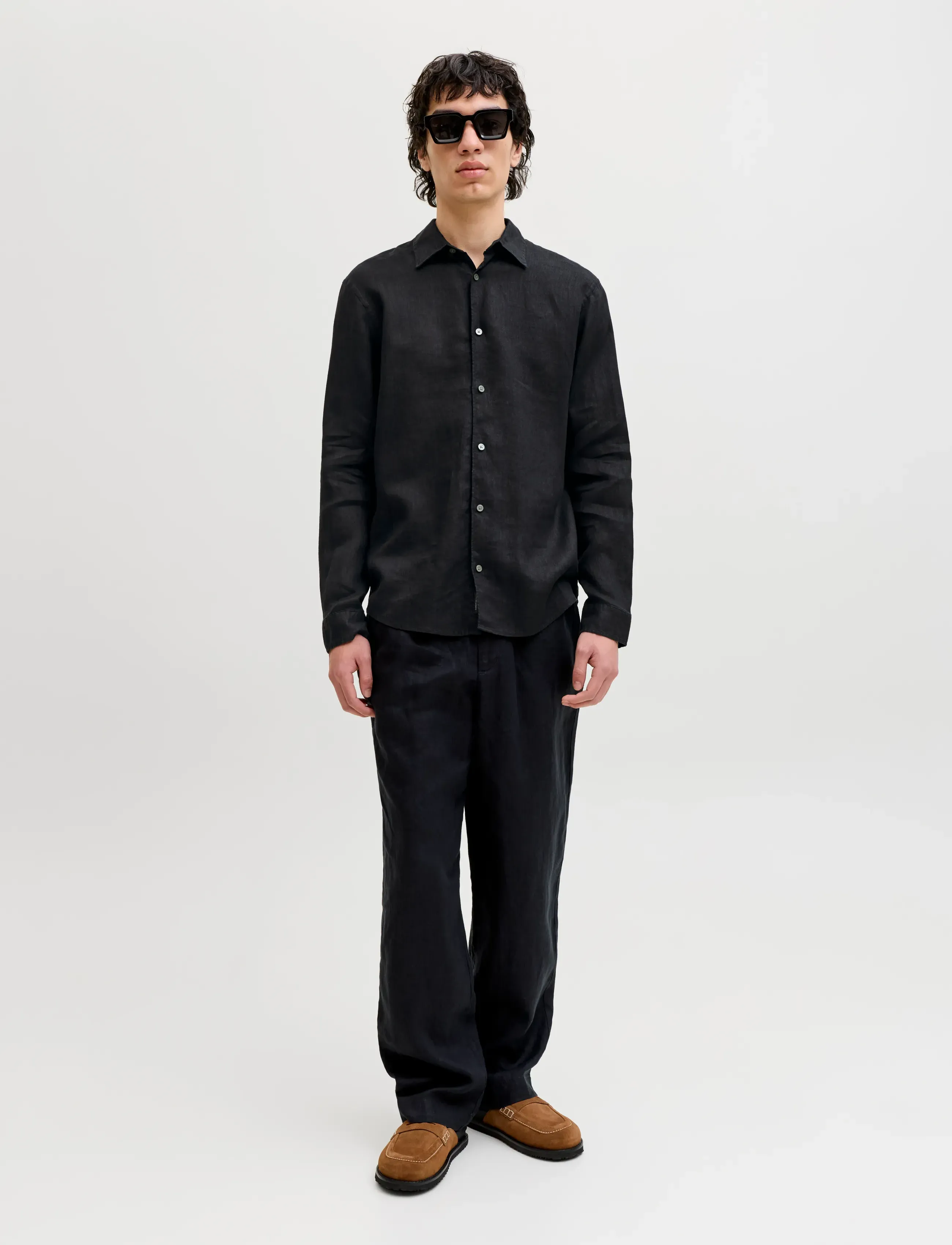 Jack & Jones - JPRBLALAWRENCE LINEN LS SHIRT SN - linneskjortor - black - 3