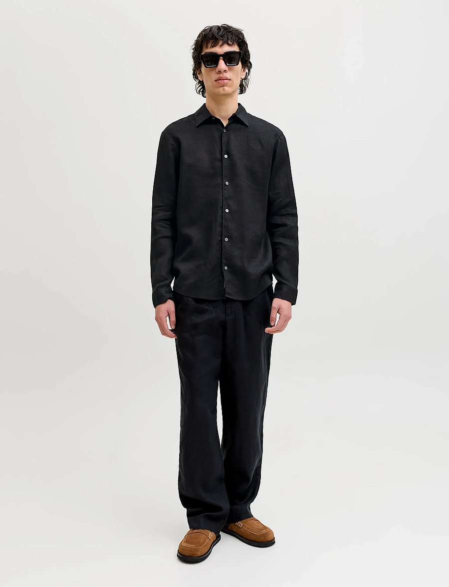 Jack & Jones - JPRBLALAWRENCE LINEN LS SHIRT SN - leinenhemden - black - 3