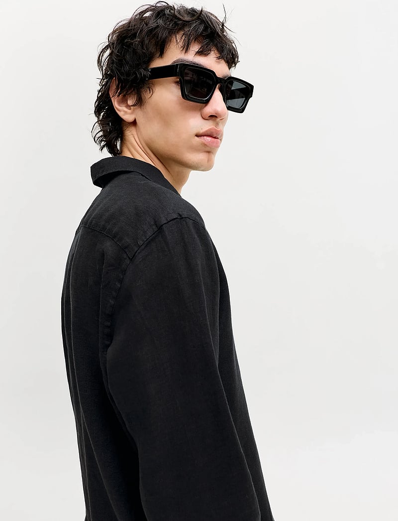 Jack & Jones - JPRBLALAWRENCE LINEN LS SHIRT SN - leinenhemden - black - 4