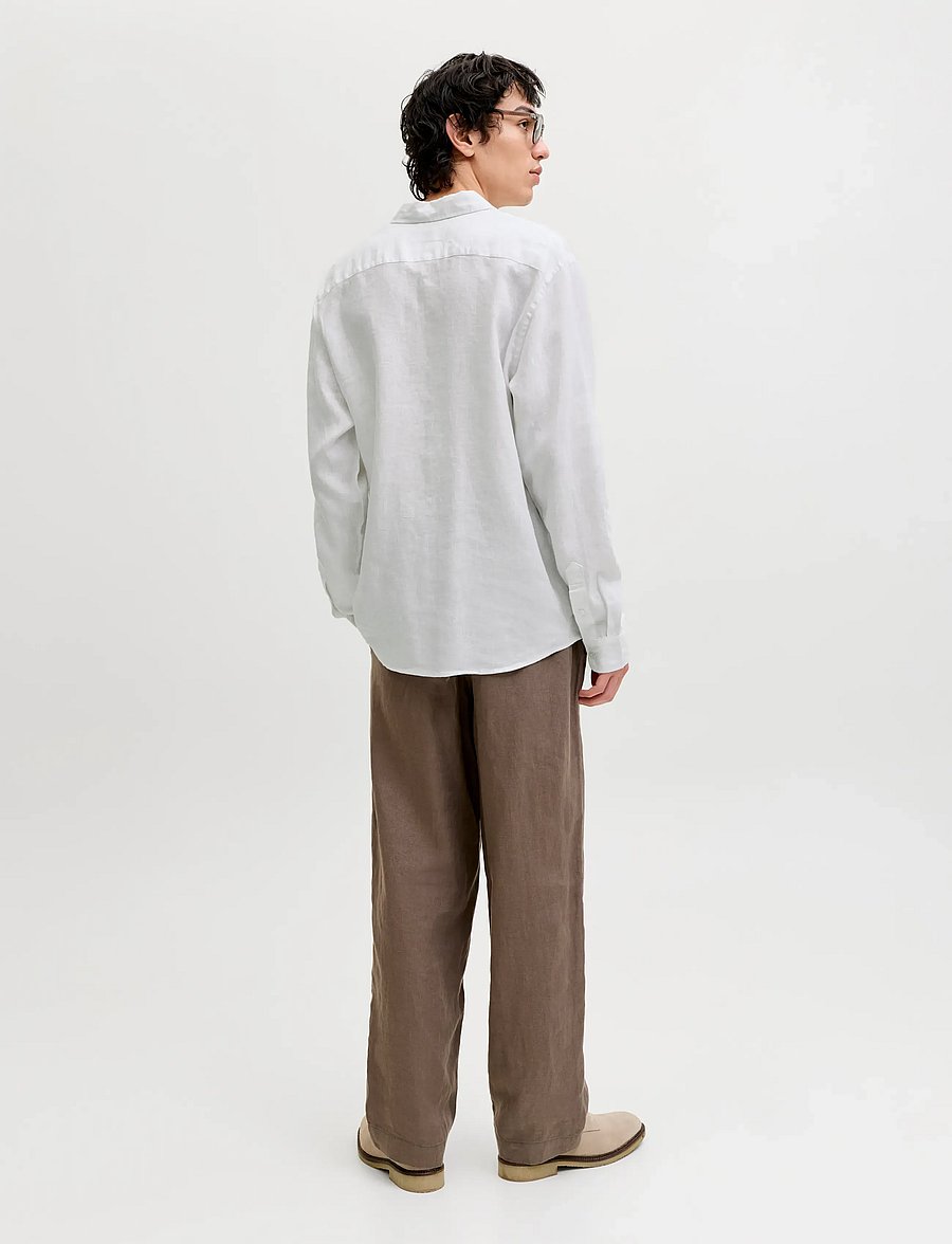 Jack & Jones - JPRBLALAWRENCE LINEN LS SHIRT SN - linneskjortor - bright white - 2