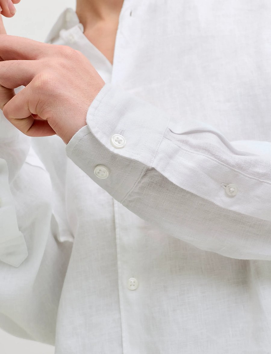 Jack & Jones - JPRBLALAWRENCE LINEN LS SHIRT SN - linneskjortor - bright white - 4