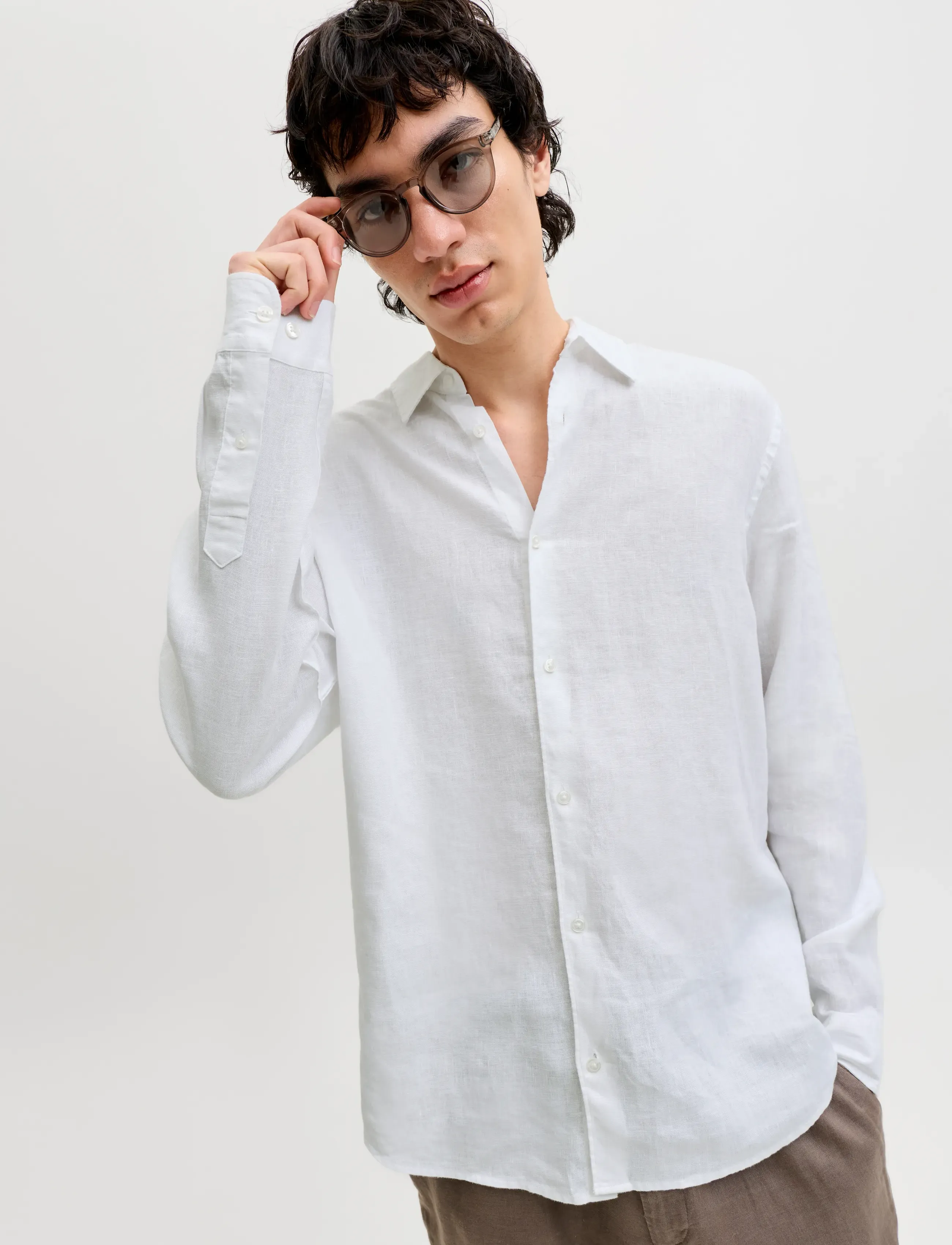 Jack & Jones - JPRBLALAWRENCE LINEN LS SHIRT SN - linased särgid - bright white - 5