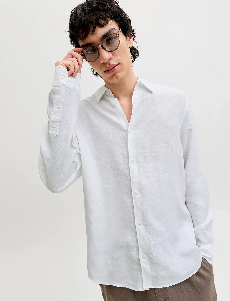 Jack & Jones - JPRBLALAWRENCE LINEN LS SHIRT SN - linneskjortor - bright white - 5