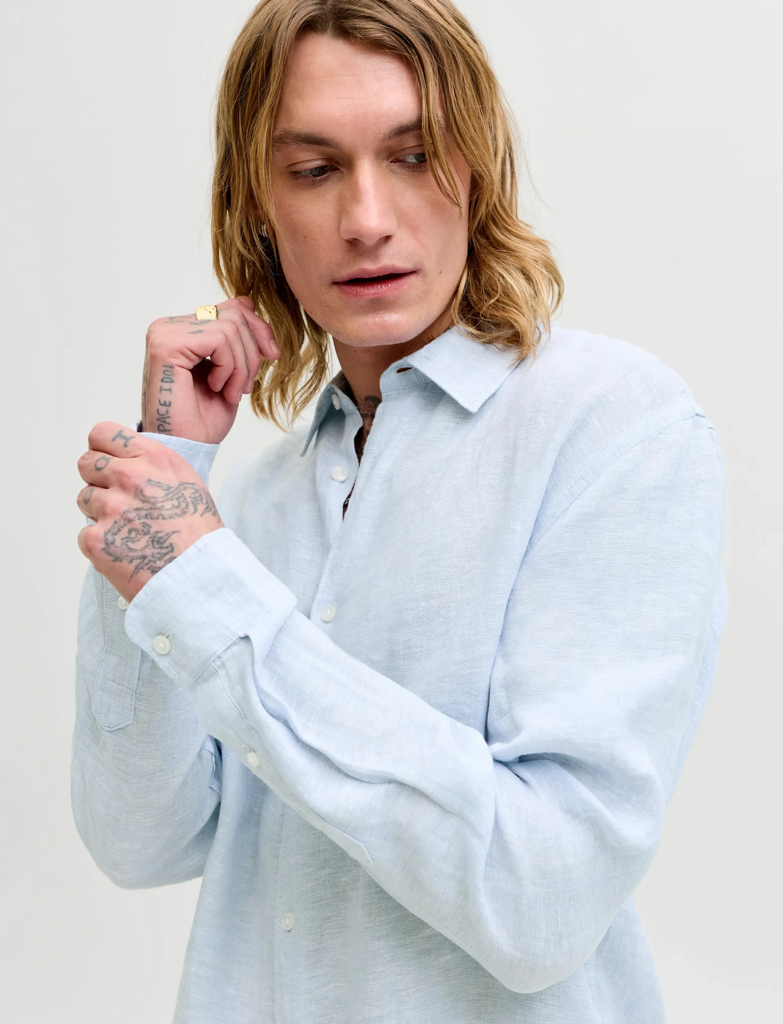 Jack & Jones - JPRBLALAWRENCE LINEN LS SHIRT SN - linased särgid - chambray blue - 4