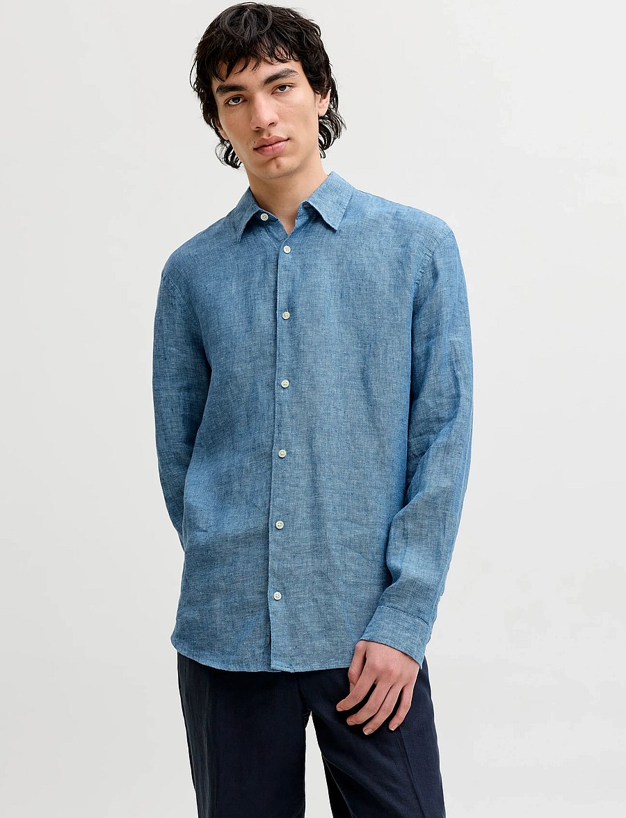 Jack & Jones - JPRBLALAWRENCE LINEN LS SHIRT SN - leinenhemden - faded denim - 0