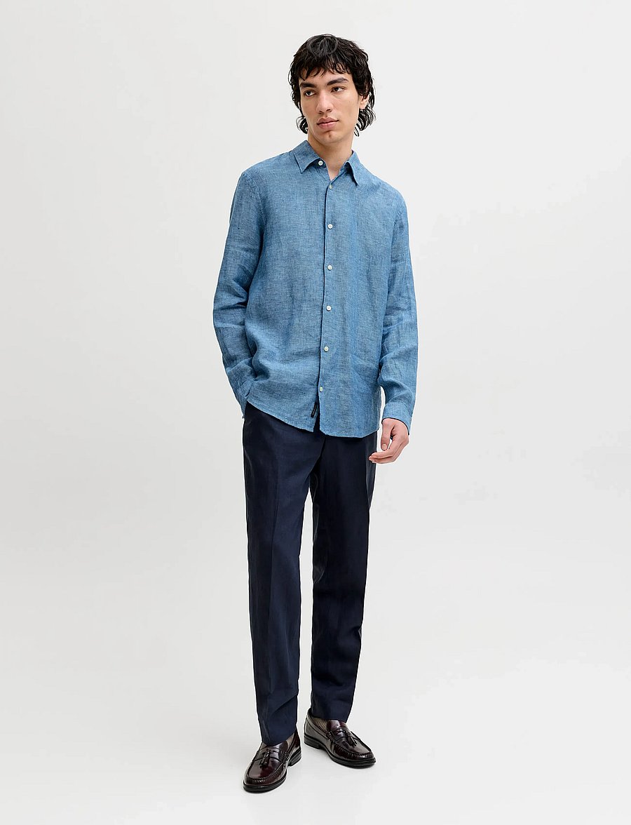 Jack & Jones - JPRBLALAWRENCE LINEN LS SHIRT SN - leinenhemden - faded denim - 3