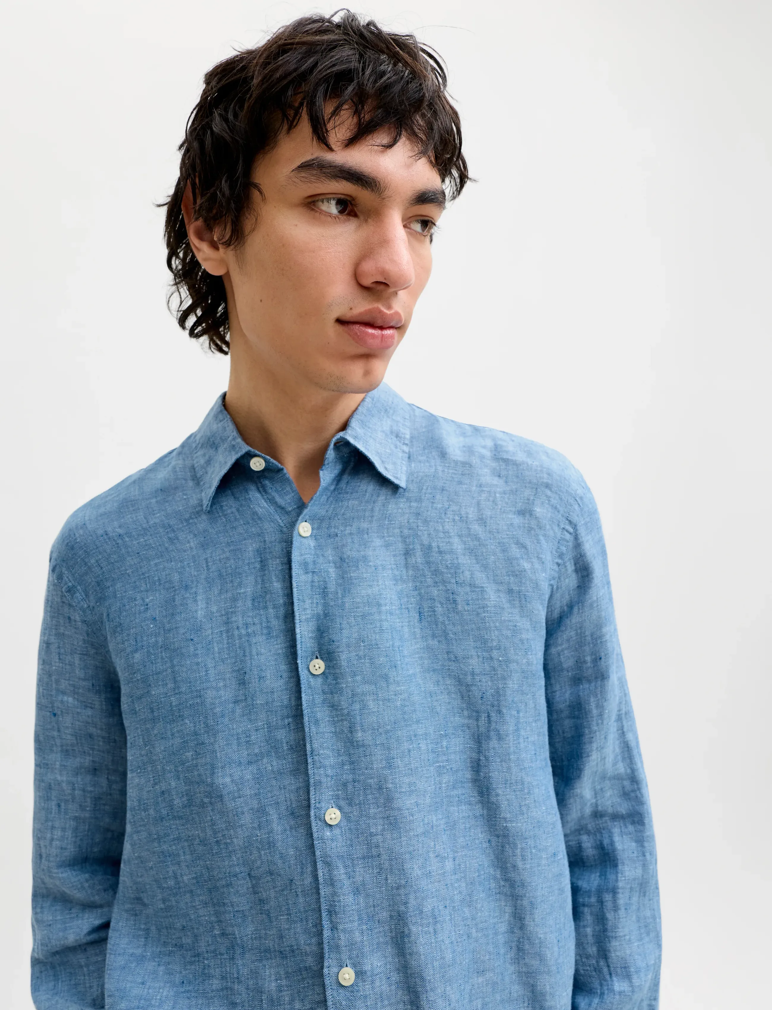 Jack & Jones - JPRBLALAWRENCE LINEN LS SHIRT SN - linased särgid - faded denim - 5