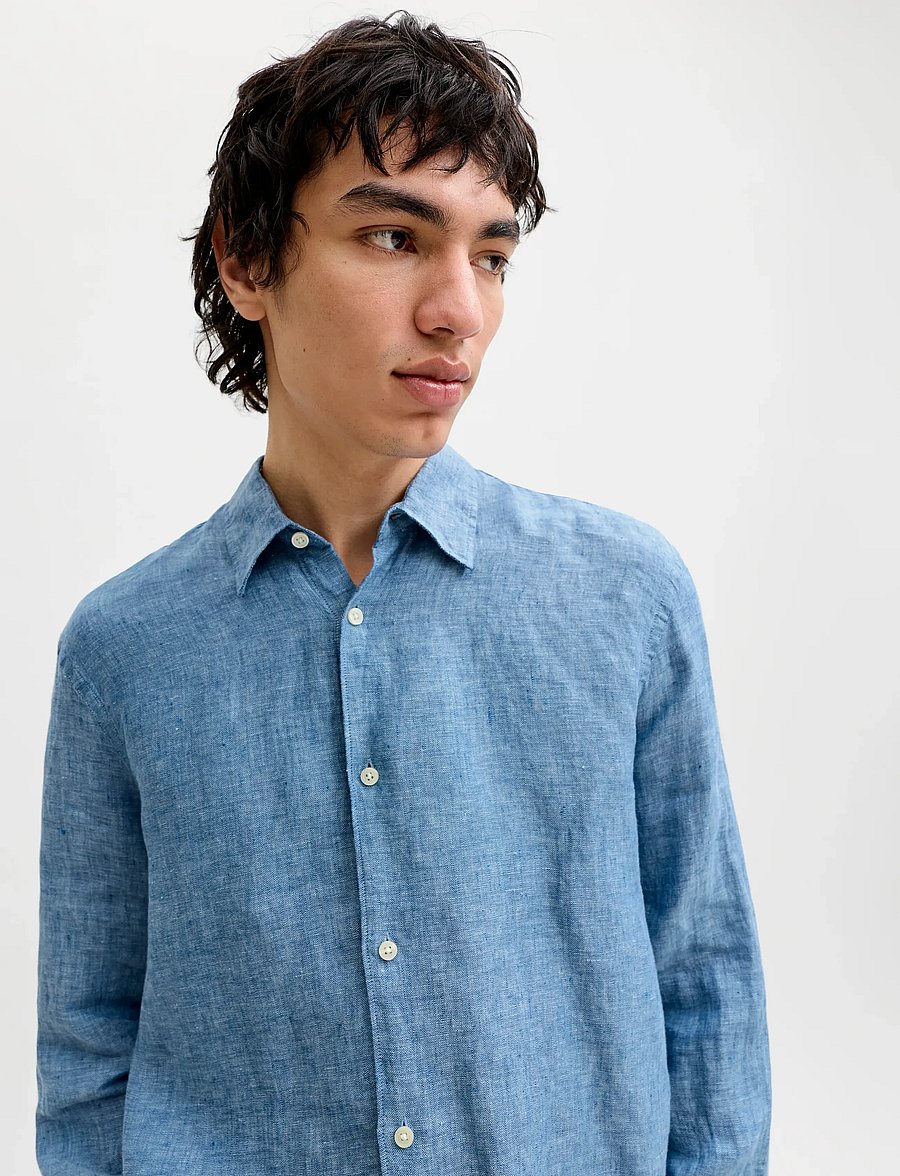 Jack & Jones - JPRBLALAWRENCE LINEN LS SHIRT SN - leinenhemden - faded denim - 5