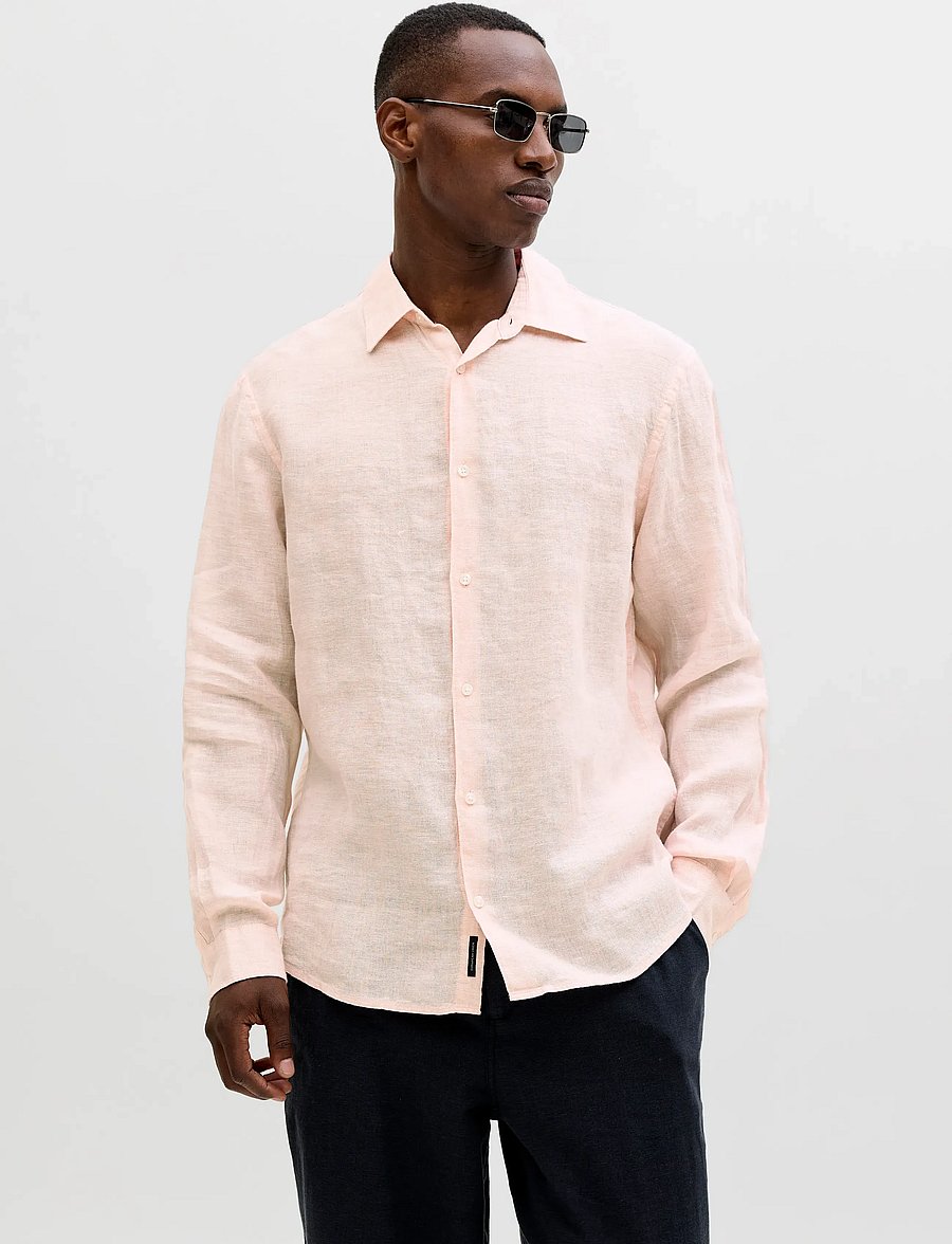 Jack & Jones - JPRBLALAWRENCE LINEN LS SHIRT SN - linased särgid - impatiens pink - 0