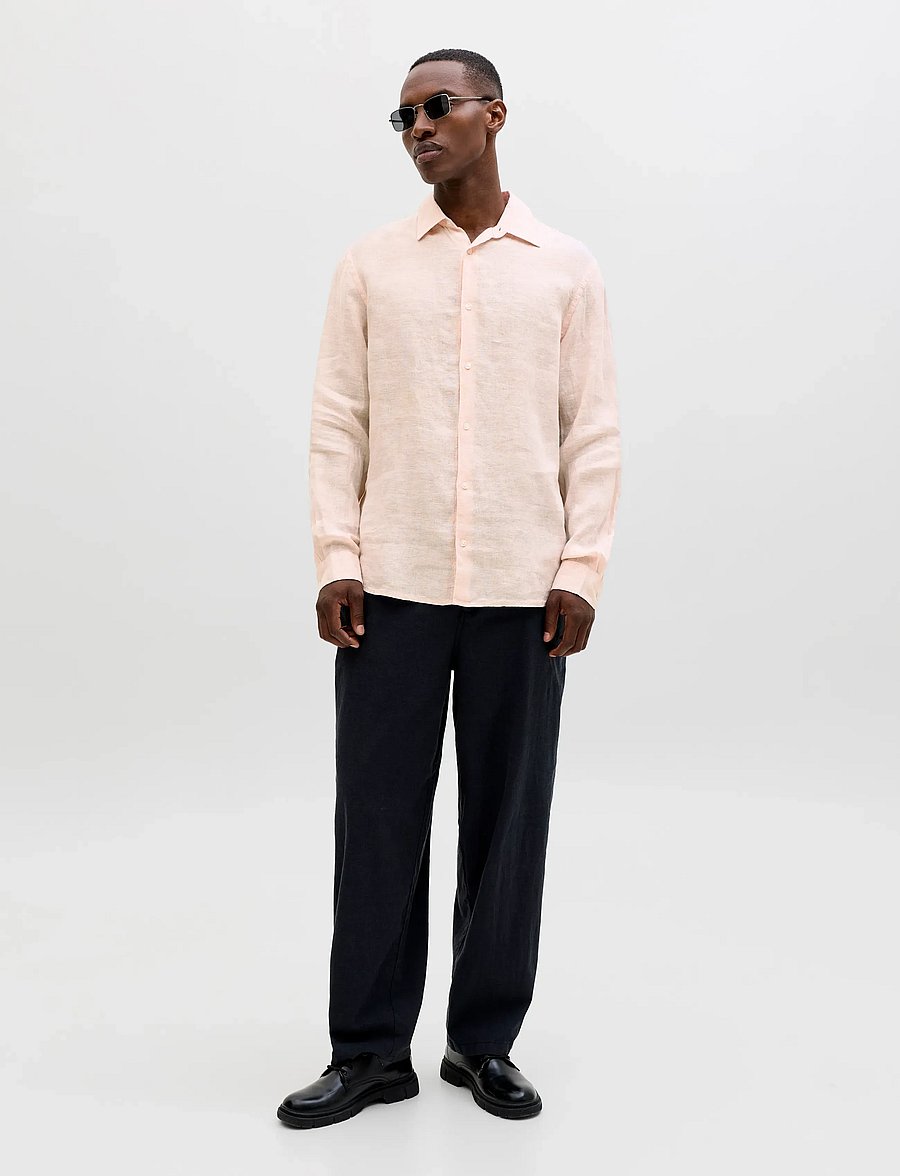 Jack & Jones - JPRBLALAWRENCE LINEN LS SHIRT SN - linased särgid - impatiens pink - 4