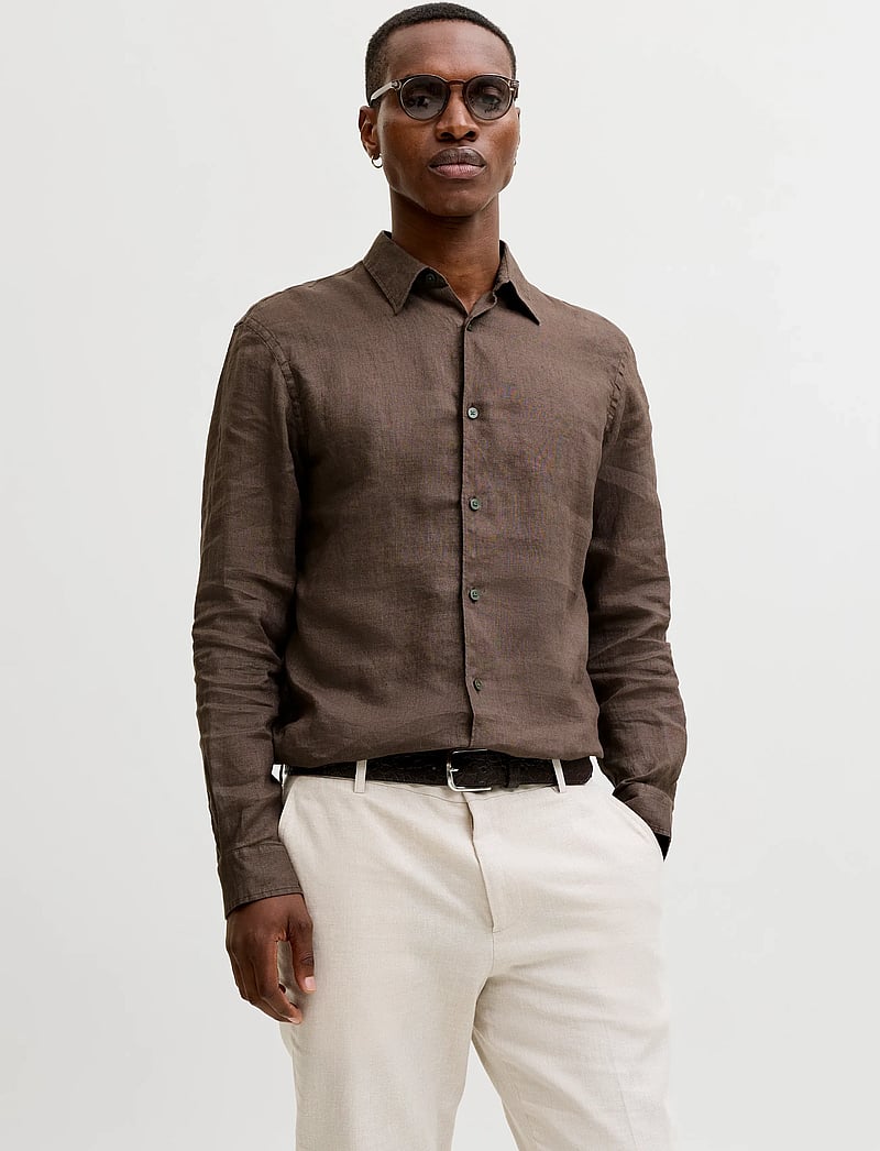 Jack & Jones - JPRBLALAWRENCE LINEN LS SHIRT SN - leinenhemden - morel - 0