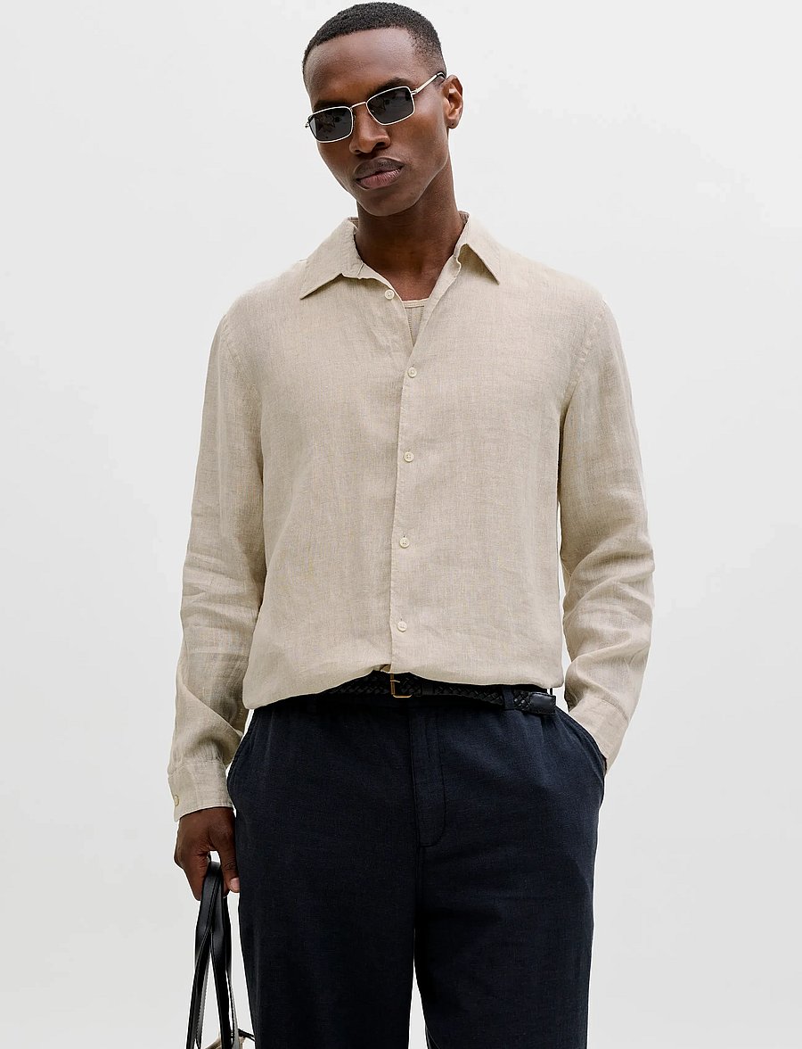 Jack & Jones - JPRBLALAWRENCE LINEN LS SHIRT SN - linased särgid - silver lining - 0