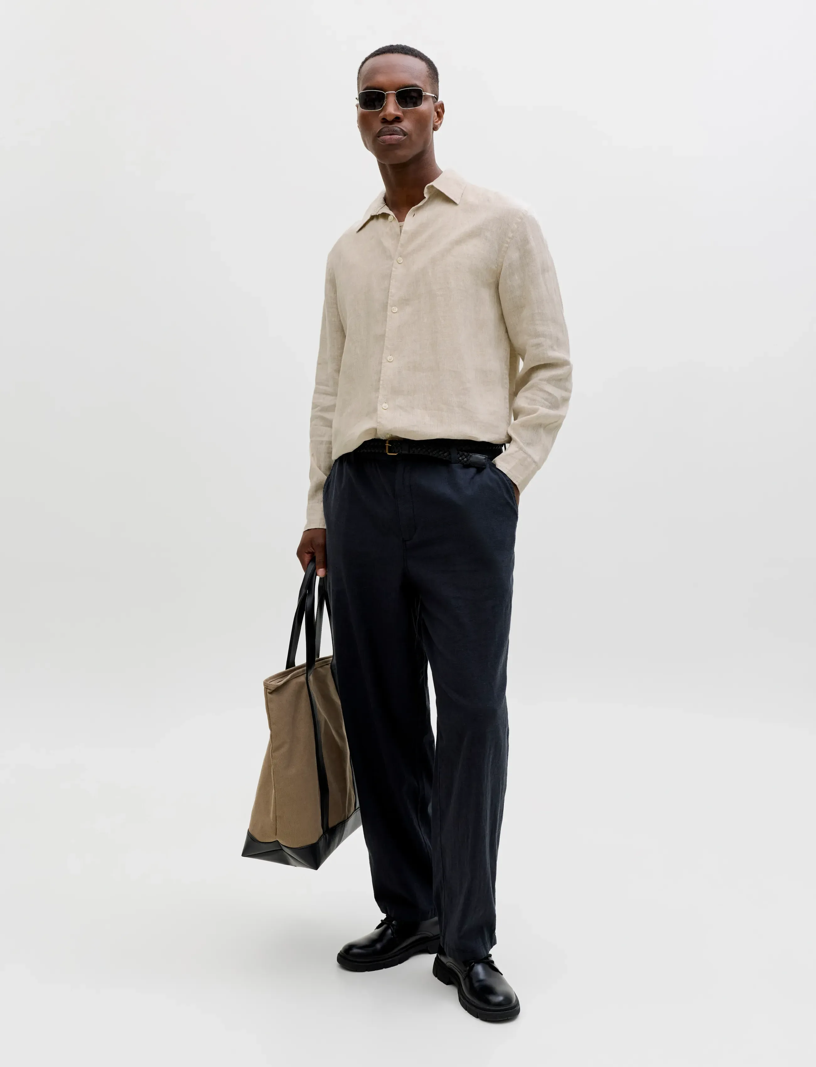 Jack & Jones - JPRBLALAWRENCE LINEN LS SHIRT SN - linneskjortor - silver lining - 3
