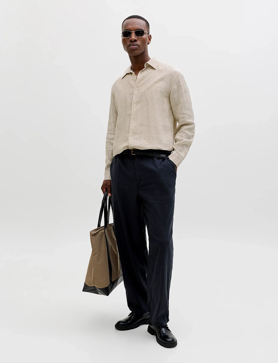 Jack & Jones - JPRBLALAWRENCE LINEN LS SHIRT SN - linased särgid - silver lining - 3