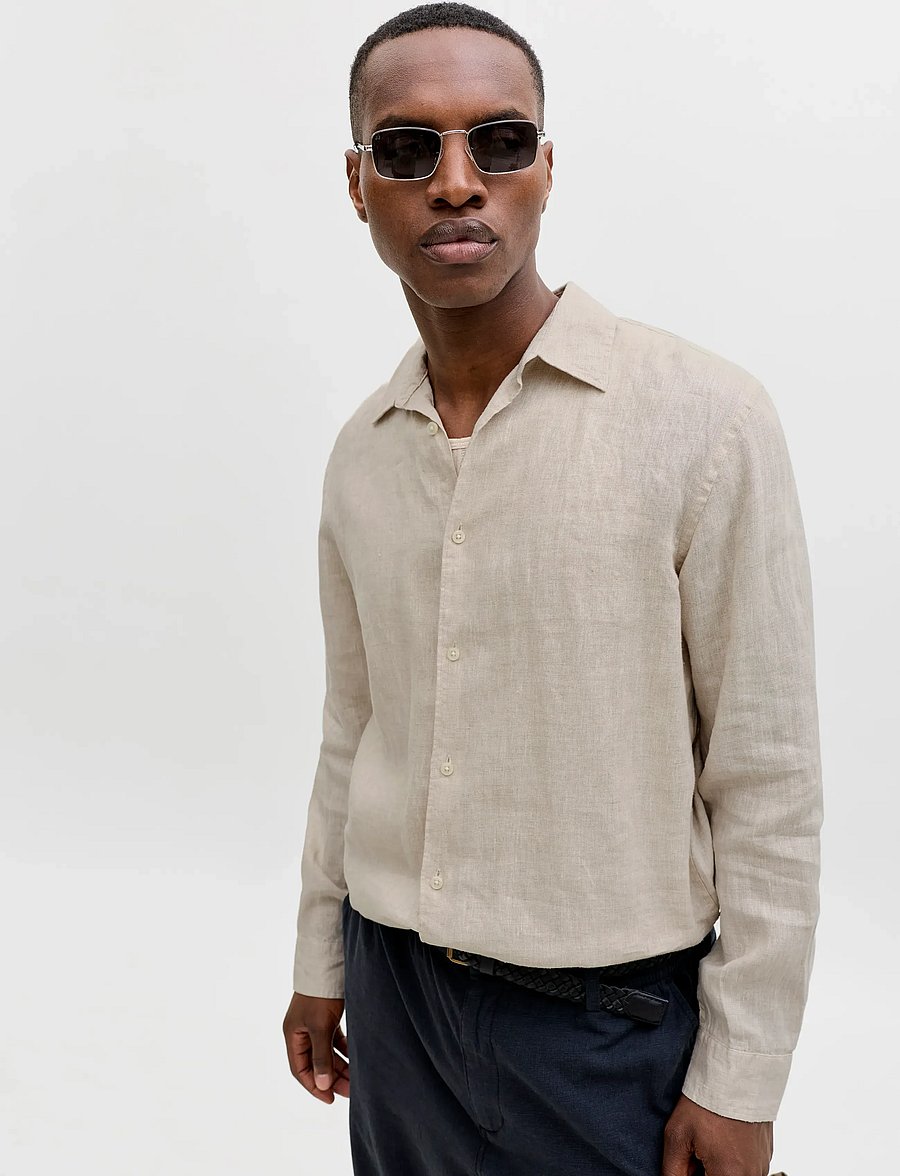 Jack & Jones - JPRBLALAWRENCE LINEN LS SHIRT SN - linased särgid - silver lining - 5
