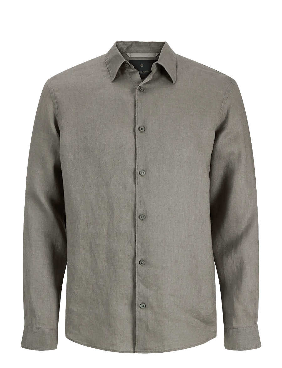 Jack & Jones - JPRBLALAWRENCE LINEN LS SHIRT SN - hørskjorter - smokey olive - 1