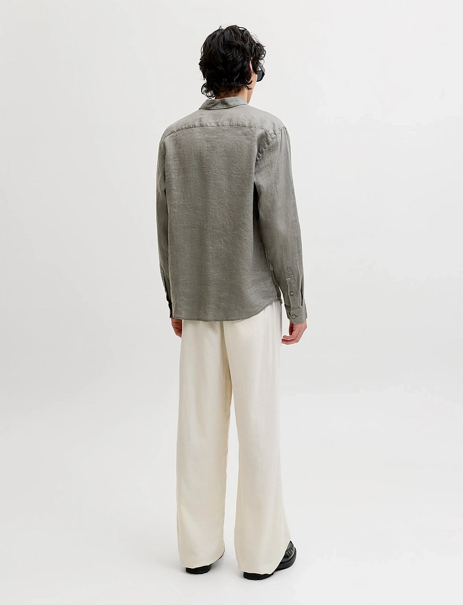 Jack & Jones - JPRBLALAWRENCE LINEN LS SHIRT SN - hørskjorter - smokey olive - 2