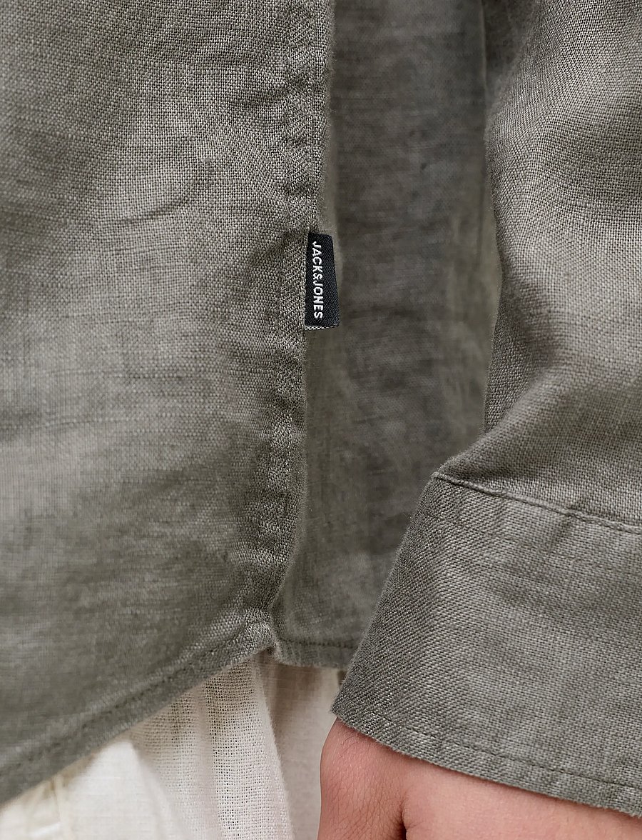Jack & Jones - JPRBLALAWRENCE LINEN LS SHIRT SN - hørskjorter - smokey olive - 4