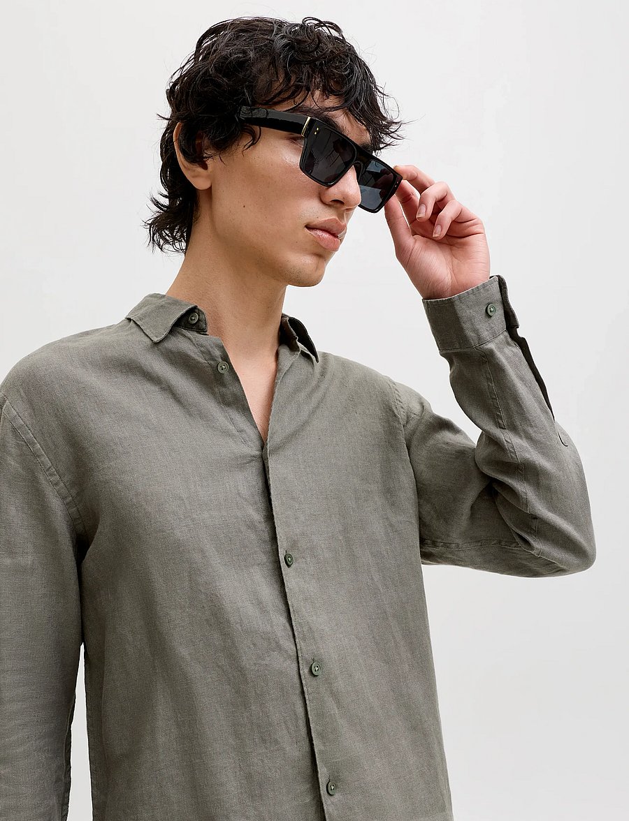Jack & Jones - JPRBLALAWRENCE LINEN LS SHIRT SN - hørskjorter - smokey olive - 5