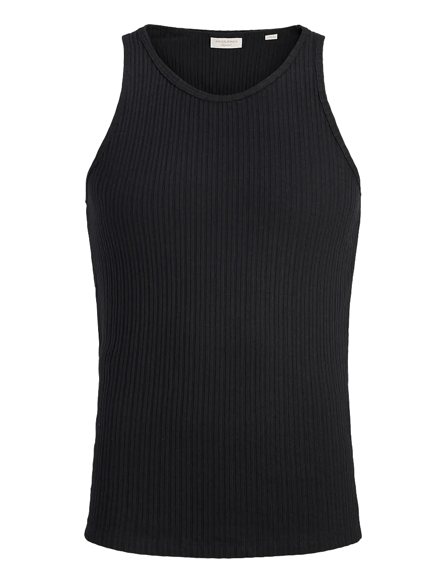 Jack & Jones - JORMAINE POINTAL RIB TANK TOP - linnen - black - 1