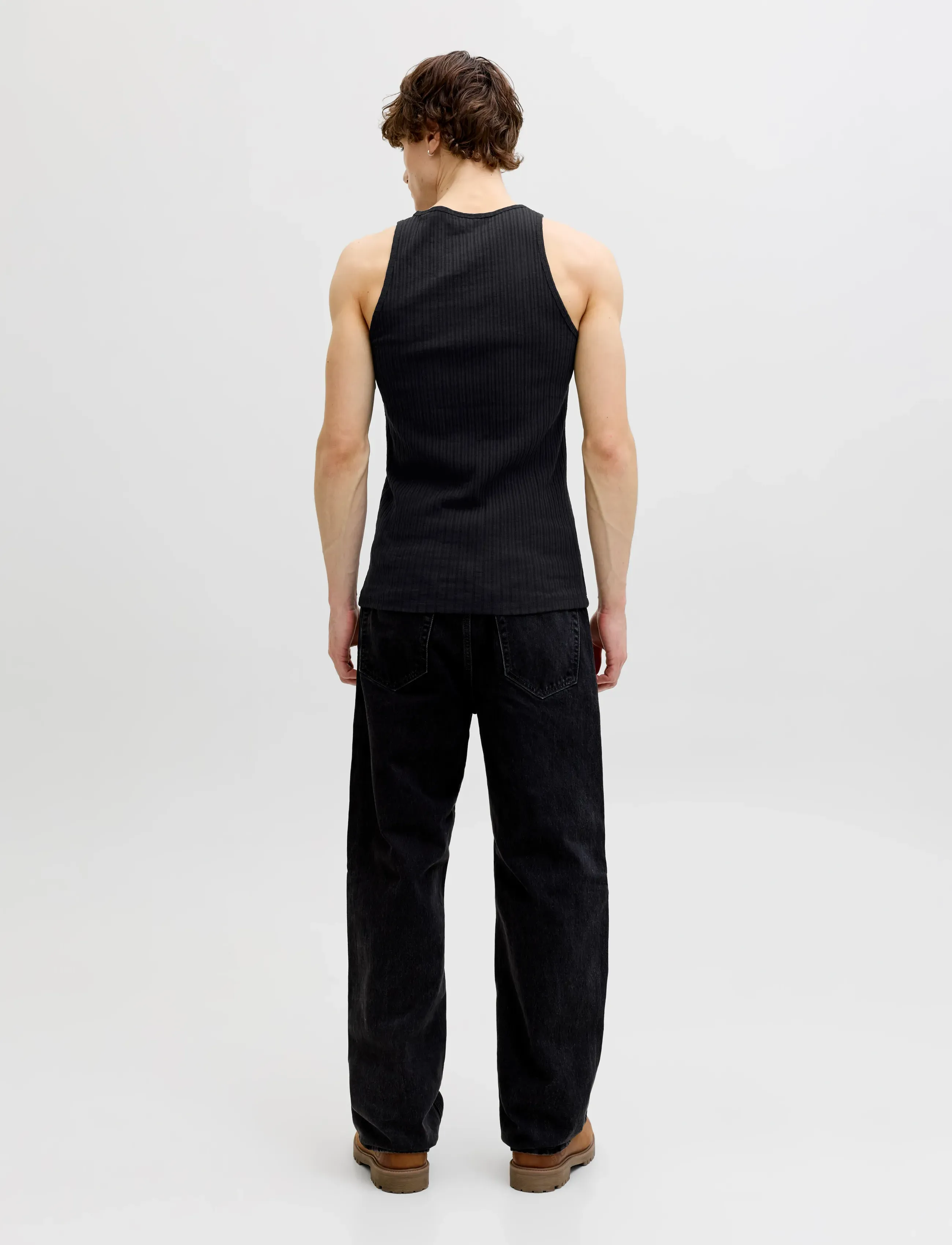 Jack & Jones - JORMAINE POINTAL RIB TANK TOP - tanktops - black - 2