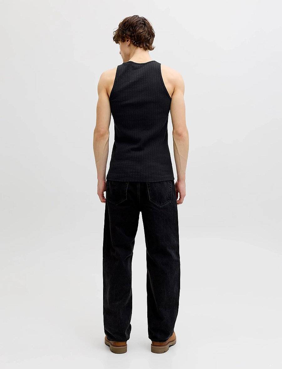 Jack & Jones - JORMAINE POINTAL RIB TANK TOP - linnen - black - 2