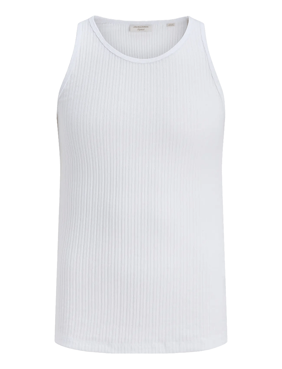 Jack & Jones - JORMAINE POINTAL RIB TANK TOP - tank tops - bright white - 1