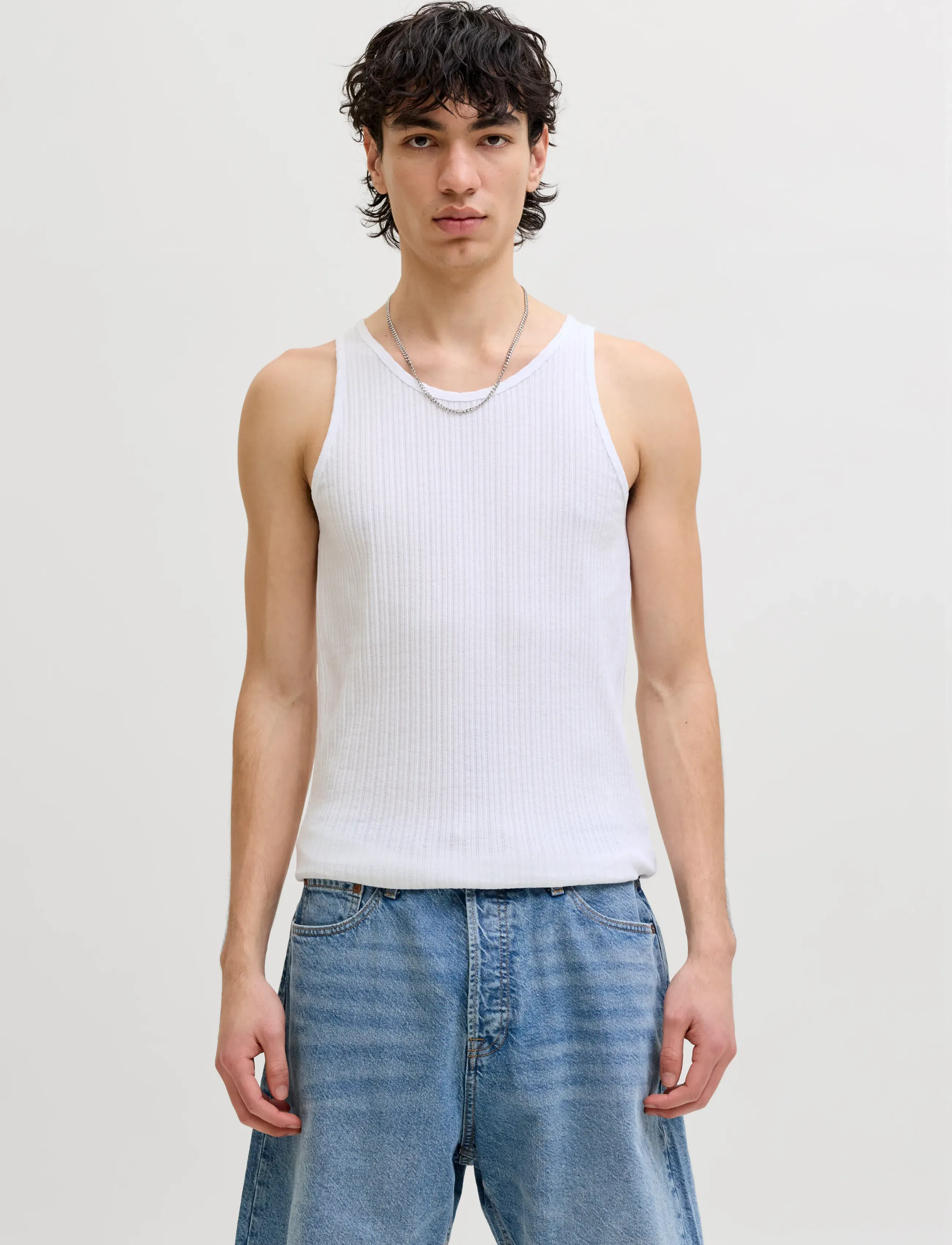 Jack & Jones JORMAINE POINTAL RIB TANK TOP - Tank Tops - BRIGHT WHITE / white