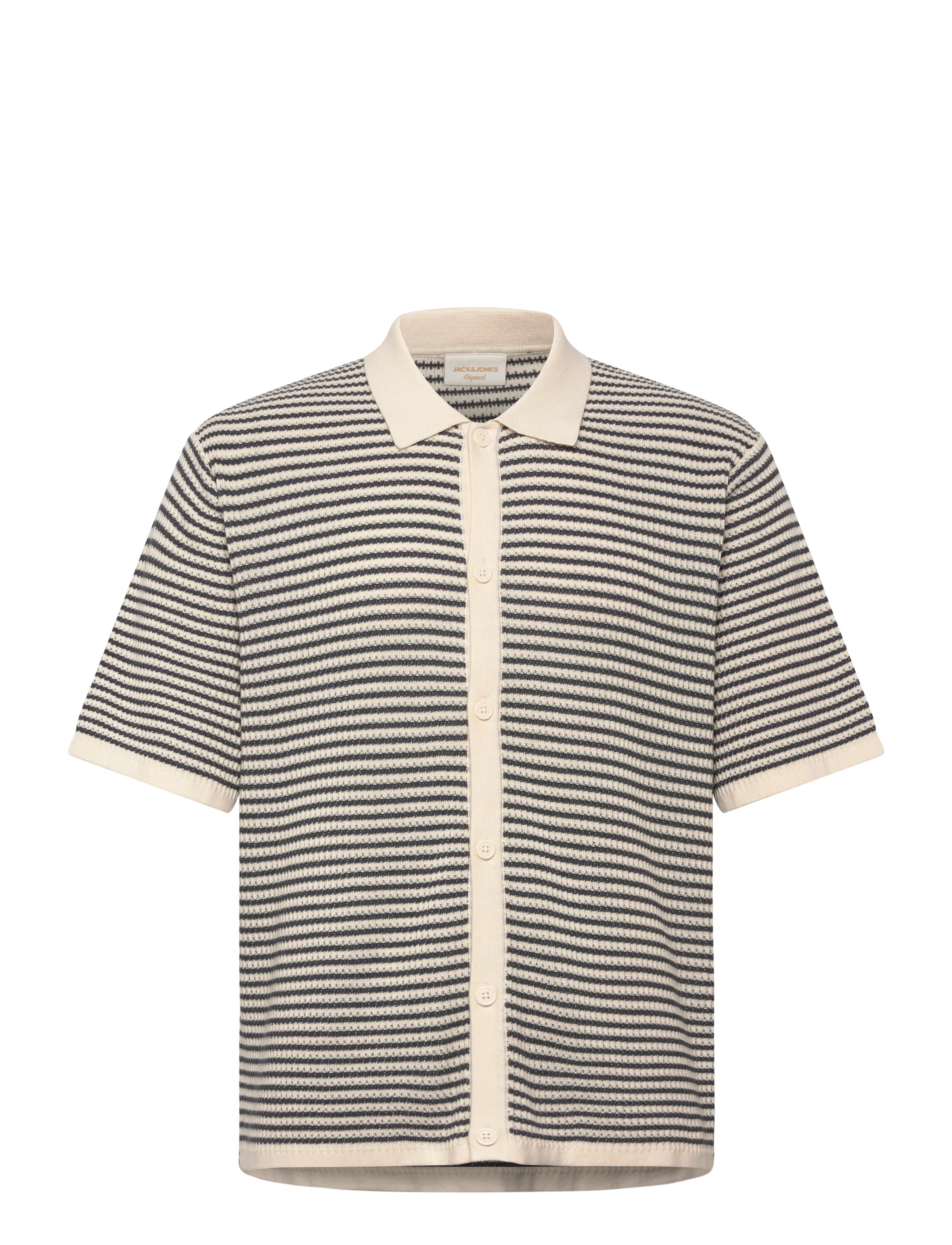 Jack & Jones Jormontauk Knit Ss Polo, Mænd, Kortærmet Strikket Poloshirt, Cream, Str: L
