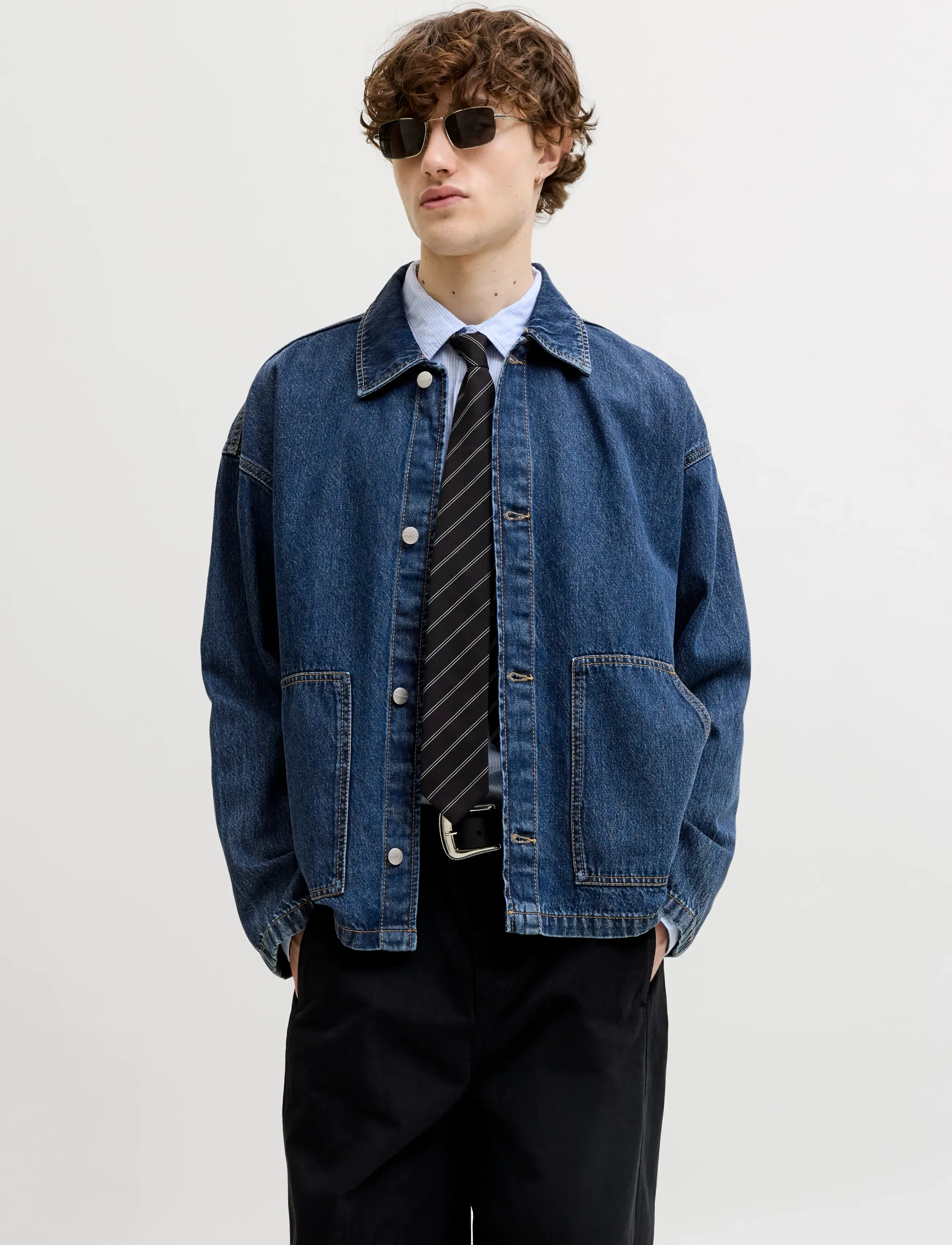 Jack & Jones JORCAMBRIDGE DENIM OVERSHIRT LS - Akcija - DARK BLUE DENIM / blue