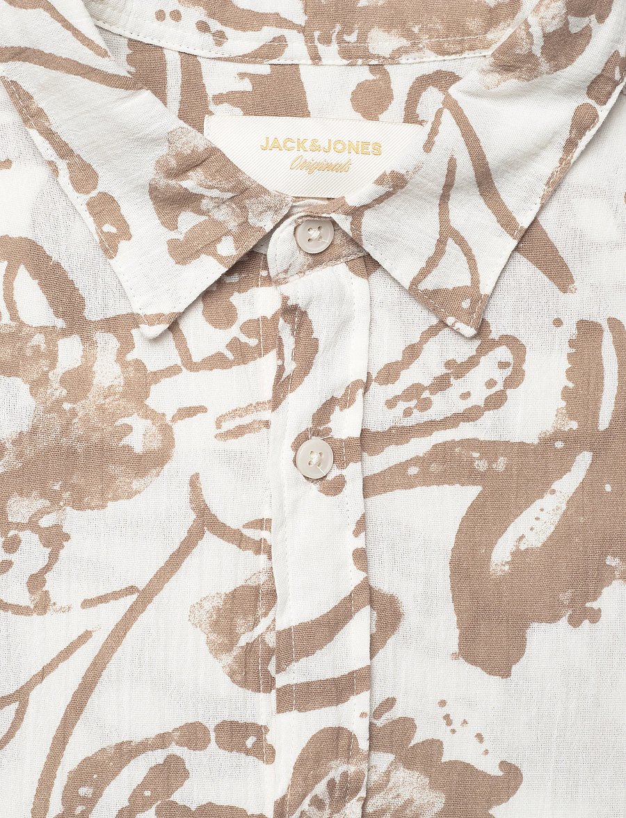 Jack & Jones - JORMONTAUK AOP SHIRT SS - mustriga särgid - bright white - 2