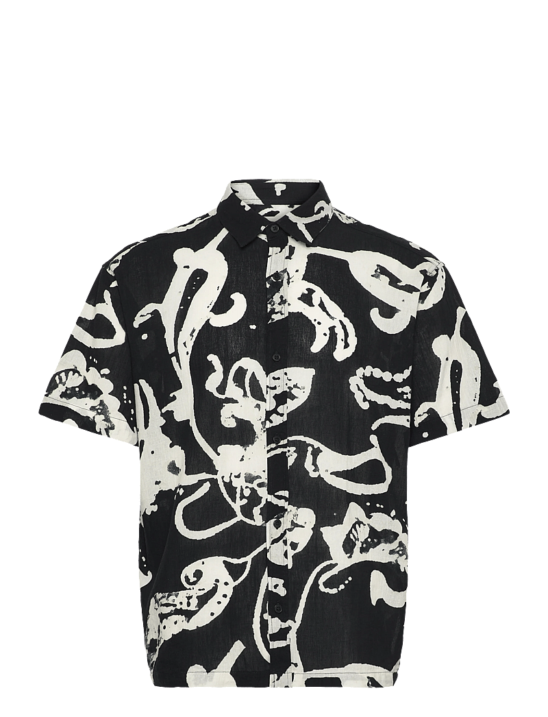 Jack & Jones - JORMONTAUK AOP SHIRT SS - mønstrede skjorter - jet black - 0