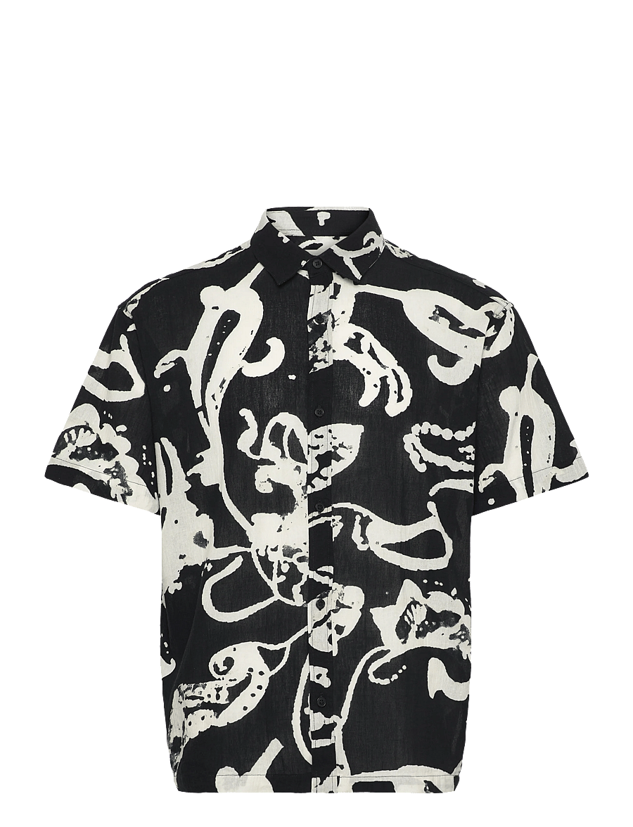 Jack & Jones - JORMONTAUK AOP SHIRT SS - mönstrade skjortor - jet black - 0