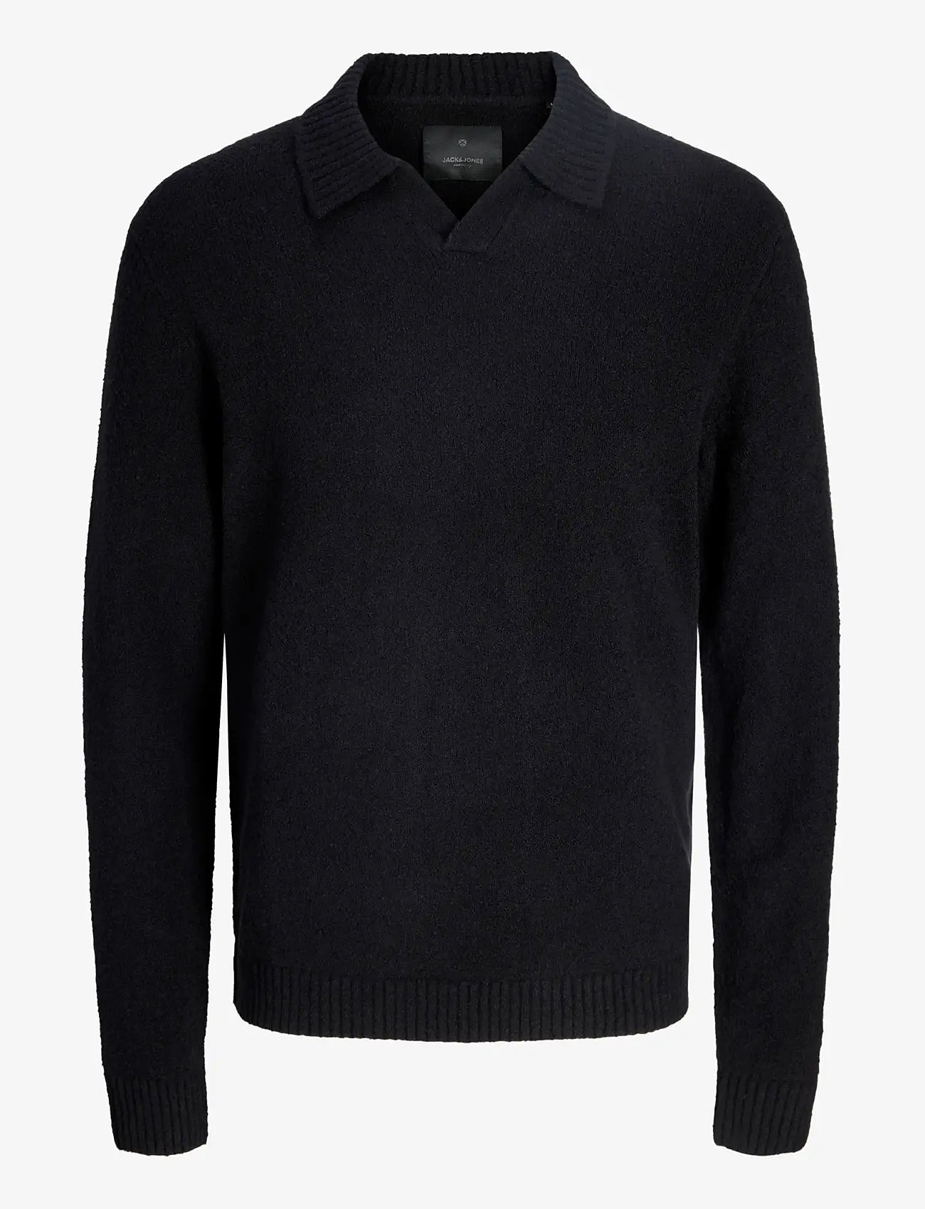 Jack & Jones - JPRBLAMAVERICK KNIT SPLIT NECK STYD AW25 - poloer i strik med lange ærmer - black - 1