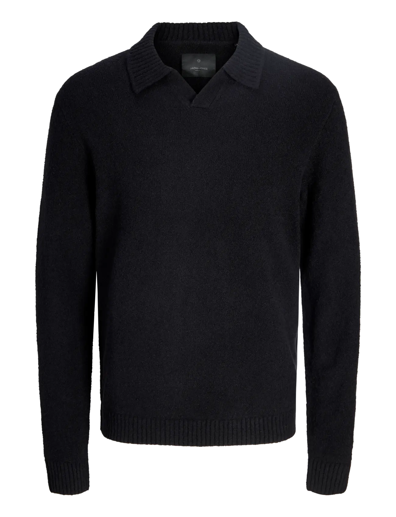 Jack & Jones JPRBLAMAVERICK KNIT SPLIT NECK STYD AW25 - Stickat - BLACK / black