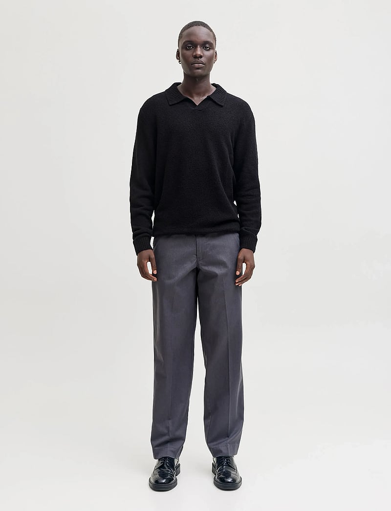 Jack & Jones - JPRBLAMAVERICK KNIT SPLIT NECK STYD AW25 - poloer i strik med lange ærmer - black - 3